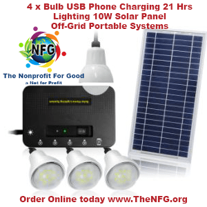 4 x Bulb USB Phone Charging 21 Hrs Lighting 10W Solar Panel Off-Grid Portable Systems