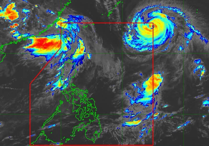 Weather radar map showing Typhoon Obet near the Philippines