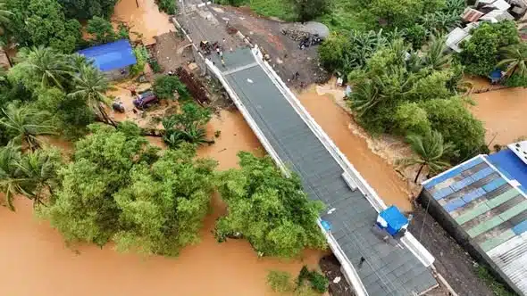 Widespread flooding affecting homes and roads in Zambales, Philippines