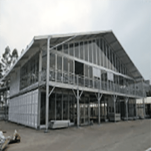 A Shaped Top Double Decker Two Floors Tent with Wooden Flooring Solution for Natural Disasters and Emergency Relief